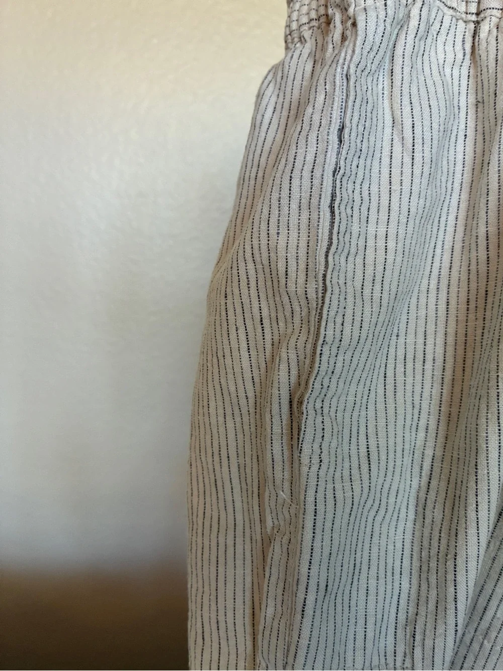 Merona Men's XS Linen/Cotton Lightweight Cream & Black Striped Relaxed Pants